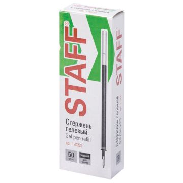 Стержень гелевый STAFF Basic GPR-232, 135мм, ЧЕРНЫЙ, узел 0,5мм, линия 0,35мм 1/50