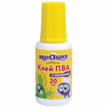 Клей ПВА 20г с кисточкой ЮНЛАНДИЯ 1/10/120 (Клиент)