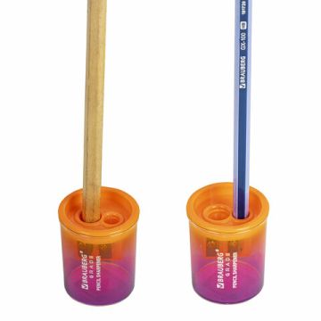 Точилка 2 отверстия с контейнером цвет ассорти Grade BRAUBERG 1/12/720