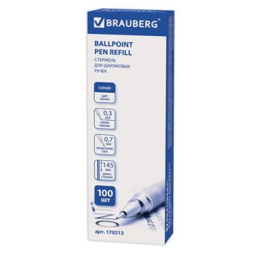 Стержень масляный синий 145мм узел 0,7мм линия 0,3мм BRAUBERG 1/100 (Клиент)