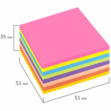 Блок самоклеящийся 51х51мм 400л 8цветов ассорти STAFF 1/24/192 (Клиент)