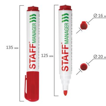 Маркер для доски красный 5мм круглый наконечник Manager STAFF 1/12