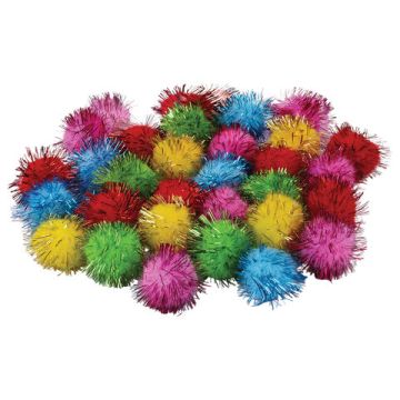 Помпоны для творчества, БЛЕСТЯЩИЕ, 5 цветов, 25мм, 30шт., ОСТРОВ СОКРОВИЩ (вывод)