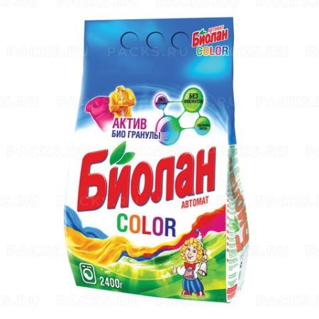 Порошок стиральный Биолан 2,4кг Колор 1/4