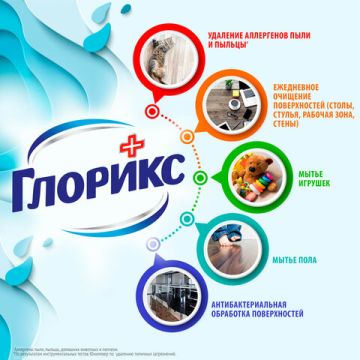 Средство жидкое 1л для мытья полов GLORIX (Глорикс) Лимонная Энергия дезинфицирующее 1/12 (клиент)