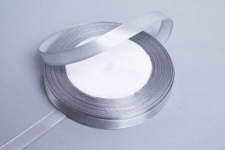 Лента атласная 10мм 25м серая 1/10
