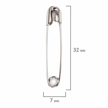 Булавки английские 32мм никелированные 50шт BRAUBERG 1/40/400 (Клиент)