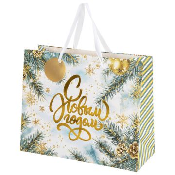 НГ Пакет подарочный бумажный (26х32х12) ассорти Акварельная зима 1/12/144