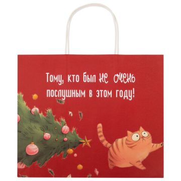 НГ Пакет подарочный крафтовый (28х24х14) Котики ЗОЛОТАЯ СКАЗКА 1/24/144