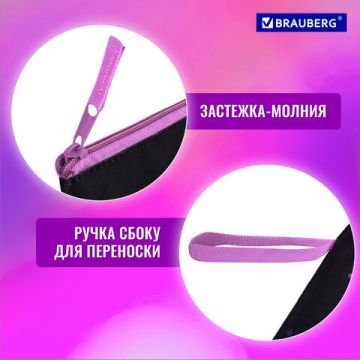 Папка для тетрадей А4 1отделение, полиэстер, на молнии с ручкой Flower BRAUBERG 1/12/96