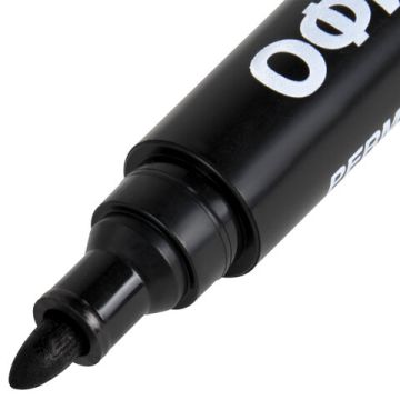 Маркер перманентный черный 3мм круглый наконечник ОФИСМАГ Economy 1/12