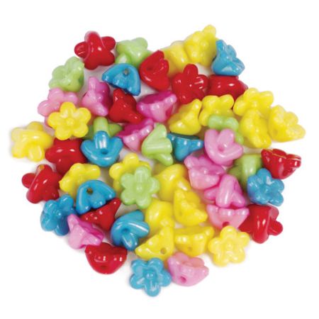 Бусины для творчества ЦВЕТЫ, 10мм, 15г., 5 цветов, ОСТРОВ СОКРОВИЩ (вывод)