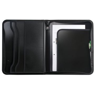 Папка на молнии пласт. BRAUBERG А4, 350*282*33мм, 2 отделения, 4 кармана, бизнес-класс, черн 1/20