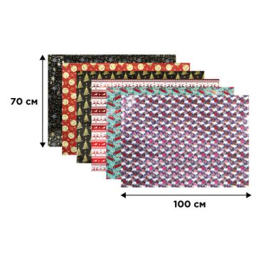 НГ Бумага упаковочная 70х100см ЗОЛОТАЯ СКАЗКА Winter с эффектами ассорти 1/30