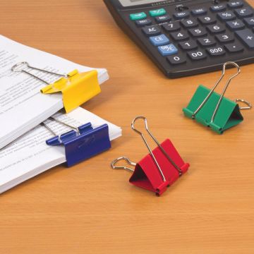 Зажимы для бумаг 51мм на 230л (12шт) цветные в картонной коробке Brauberg 1/60 (Клиент)