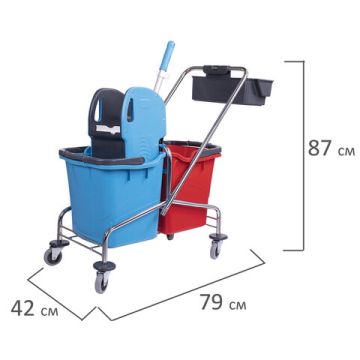 Тележка уборочная 2 съемных ведра 25 мех. отжим, корзина BRABIX 1/1 (клиент)