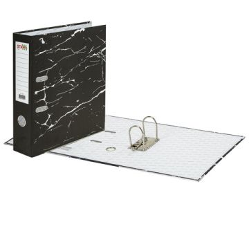 Папка-регистратор А4 75мм STAFF с мраморным покрытием черная  с уголком съем механ 1/50 (Клиент)