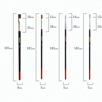 Кисти 15шт Пони 9шт Синтетика 4шт Щетина 2шт плоские круглые ПИФАГОР 1/24/96 (Клиент)