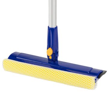 Швабра для мытья окон 25см вращающаяся телескопическая ручка(стяжка, губка, ручка) Лайма 1/24