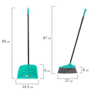 Совок д/мусора ЛЕНИВКА щетка для пола с совком ЛЮБАША 1/24