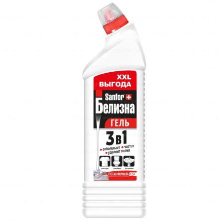 Отбеливатель Белизна-гель 1500мл SANFOR 3в1 (Санфор 3в1) для отбеливания и чистки тканей 1/6