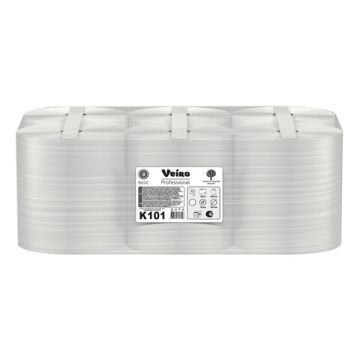 Полотенца бумажные рулон 1сл 180м VEIRO (Система H1) Basic белые 1/6 (клиент)