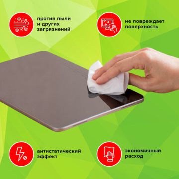 Салфетки для экранов всех типов и пластика универсал. STAFF EVERYDAY,13х15см,туба 100шт,влаж.,511518