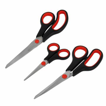 Ножницы набор 3шт (140,190,230мм) метал черно-красные вставки европодвес Brauberg 1/12/48 (Клиент)