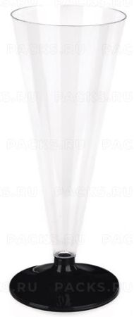 Фужер 150мл прозрачный (черная ножка) 6/390