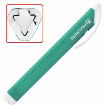 Ластик выдвижной + 2 сменных ластика BRAUBERG TRIOS 120х6,9х7,8мм бирюз корпус 1/18 (Клиент)