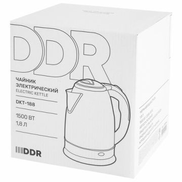 Чайник DDR DKT-188 1,8 л закрытый элемент, нержавеющая сталь 1/3 (Клиент)