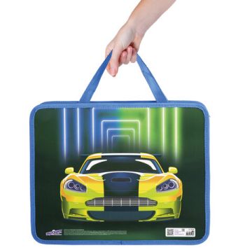 Папка на молнии с ручками А4 пластик 1 отделение, на молнии, ширина 80мм Юнландия Neon 1/30