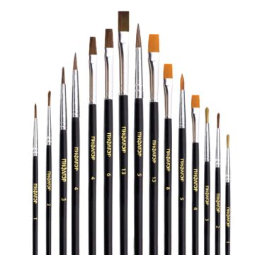 Кисти 15шт Пони 9шт Синтетика 4шт Щетина 2шт плоские круглые ПИФАГОР 1/24/96 (Клиент)