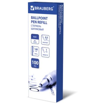 Стержень шариковый синий 140мм узел 1мм линия 0,5мм BRAUBERG 1/100