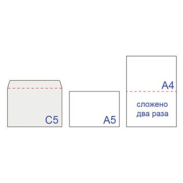 Конверты С5 162х229мм 80г/м2 отрывная полоса STRIP белые 1/1000