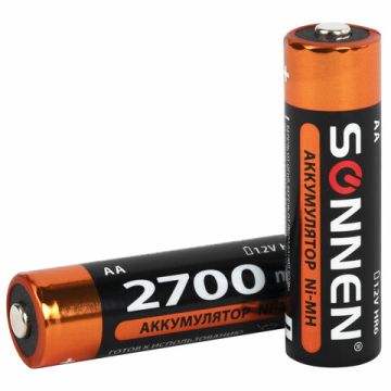 Батарейки КОМПЛЕКТ 4шт Ni-Mih SONNEN 2700 mah пальчиковые AA 10/100 (Клиент)