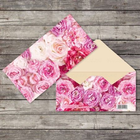 Конверт для денег 16,5х8см Розы 10/10
