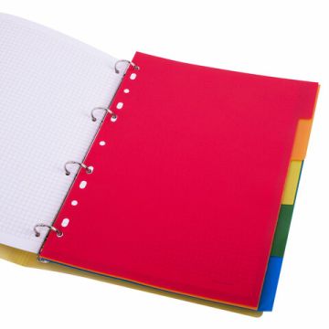 Разделитель пластиковый BRAUBERG для папок А4, по цветам 5цв., с оглавлением, 221846