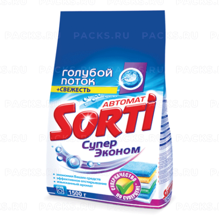 Порошок стиральный SORTI 1,5кг Супер Эконом автомат 1/6