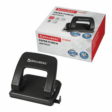 Дырокол на 25листов металлический черный BRAUBERG