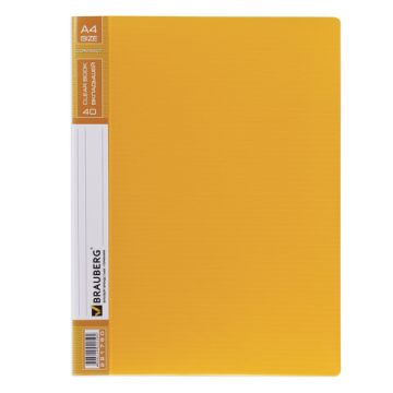 Папка  40 вклад. BRAUBERG Contract, желтая, вкладыши - антиблик, 0,7мм, бизнес-класс 1/30