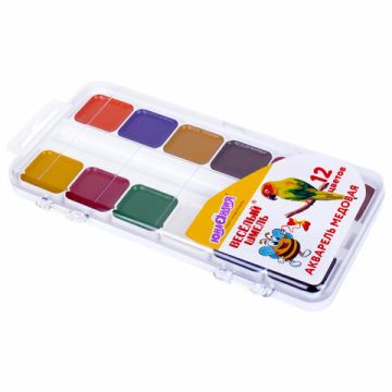 Краски акварельные 12цв медовые Веселый Шмель ЮНЛАНДИЯ 1/12