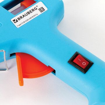 Клеевой пистолет 15 Вт для стержня 7мм компл 20 стержней BRAUBERG 1/12/24