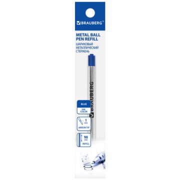 Стержень шариковый синий 98мм линия 0,5мм металл, упак с подвес BRAUBERG (тип PARKER) 1/20