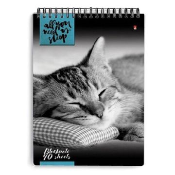 Блокнот 40л А5 131х198мм клетка гребень обложка лам картон (5 видов) АЛЬТ Кошки 1/5/50