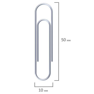 Скрепки 50мм 50шт большие оцинкованные в картонной коробке STAFF 1/10/300