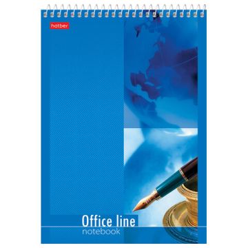 Блокнот 60л А5 145х205мм клетка спираль картон жесткая подложка HATBER Office Line 1/4/64