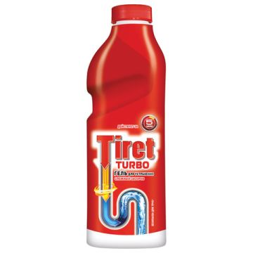 Средство жидкое 1л Tiret (Тирет) Турбо гель для прочистки канализационных труб 1/12 (клиент)