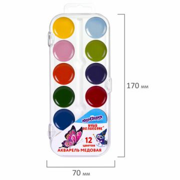 Краски акварельные 12цв медовые ЮНЛАНДИЯ Юный Волшебник 1/24