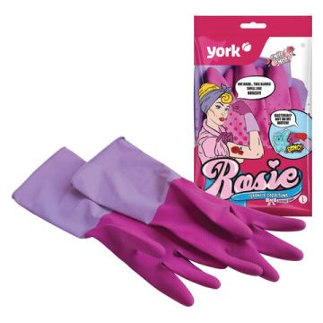 Резиновые перчатки с х/б напыл латекс хозяйств рифл пальцы Роза YORK L 1/48